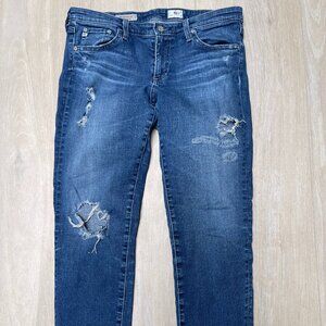AG Adriano Goldschmied 'The Stilt' Distressed Cigarette Roll Up Jeans Size 31